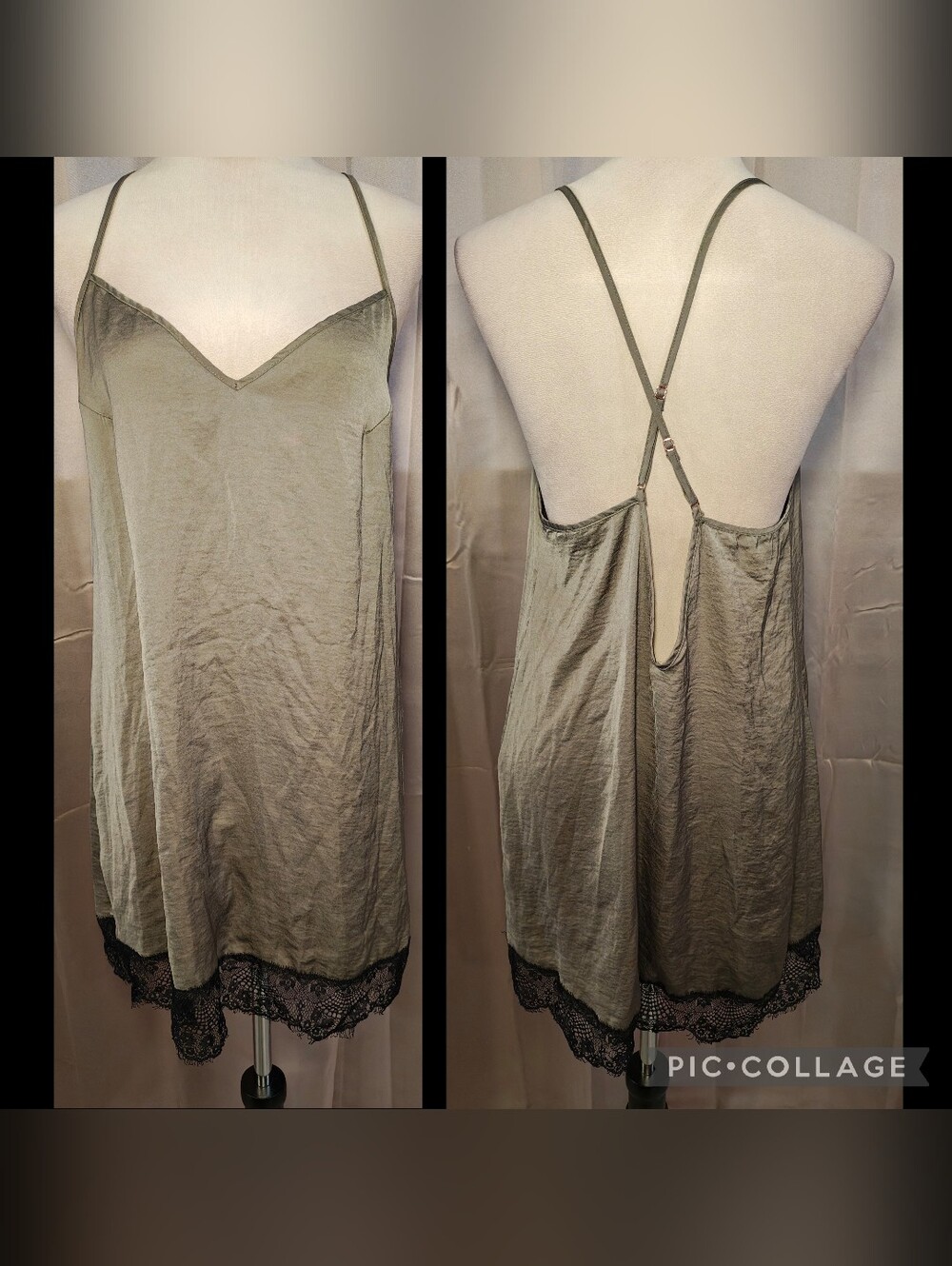 Vintage Midnight Bakery Astrid Black Lace Trim Lingerie Slip Dress.